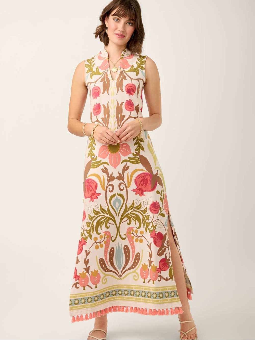 Spartina 449 Kit Midi Dress Peruvian Cotton Floral Summer Boho Resort Medium